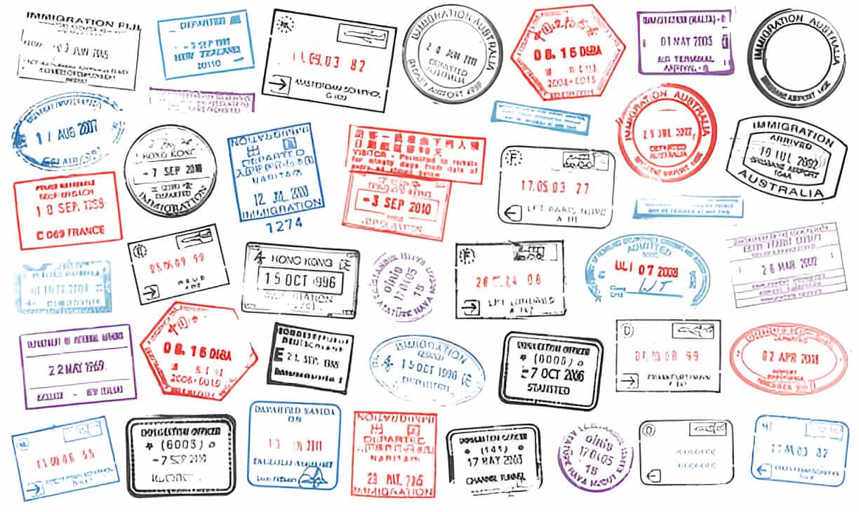 Các dấu visa của nhiều quốc gia khác nhau Các dấu visa của nhiều quốc gia khác nhau
